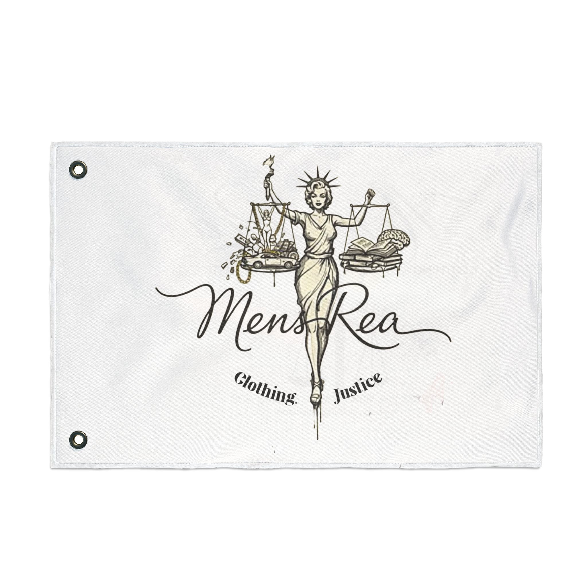 Double-Sided Justice Flag — "Mens Rea" Scales Decorative Banner