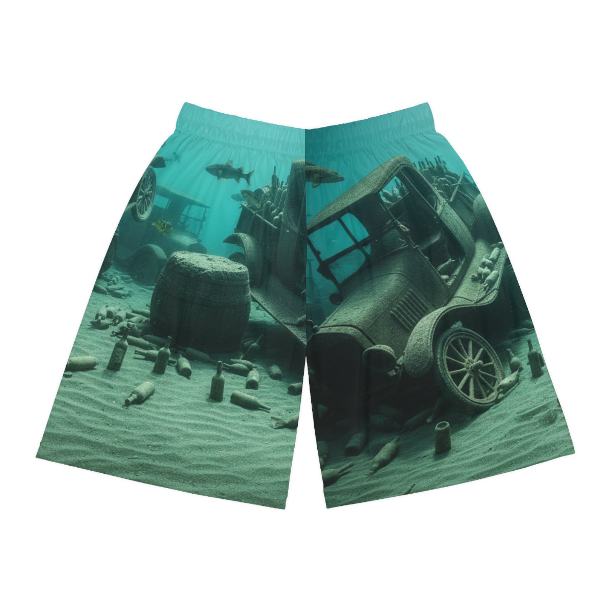 Wreck of Prohibition Basketball Shorts — Sunken Car AOP Athletic Shorts