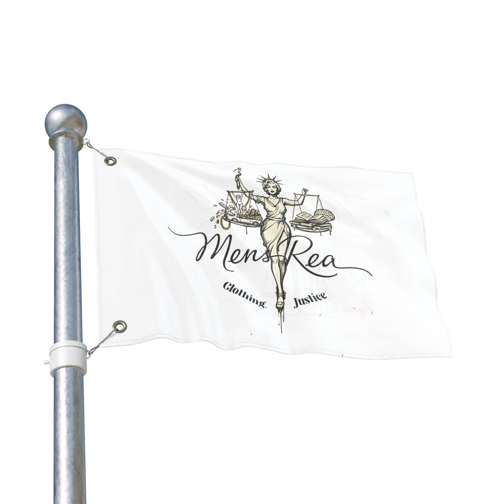 Double-Sided Justice Flag — "Mens Rea" Scales Decorative Banner