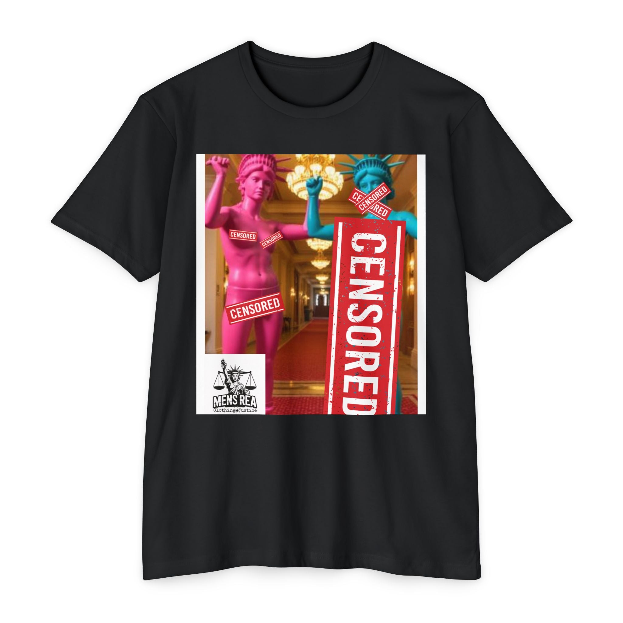 Clothing Justice 'Censored' Graphic T-Shirt — Bold Pop-Art Statue Design