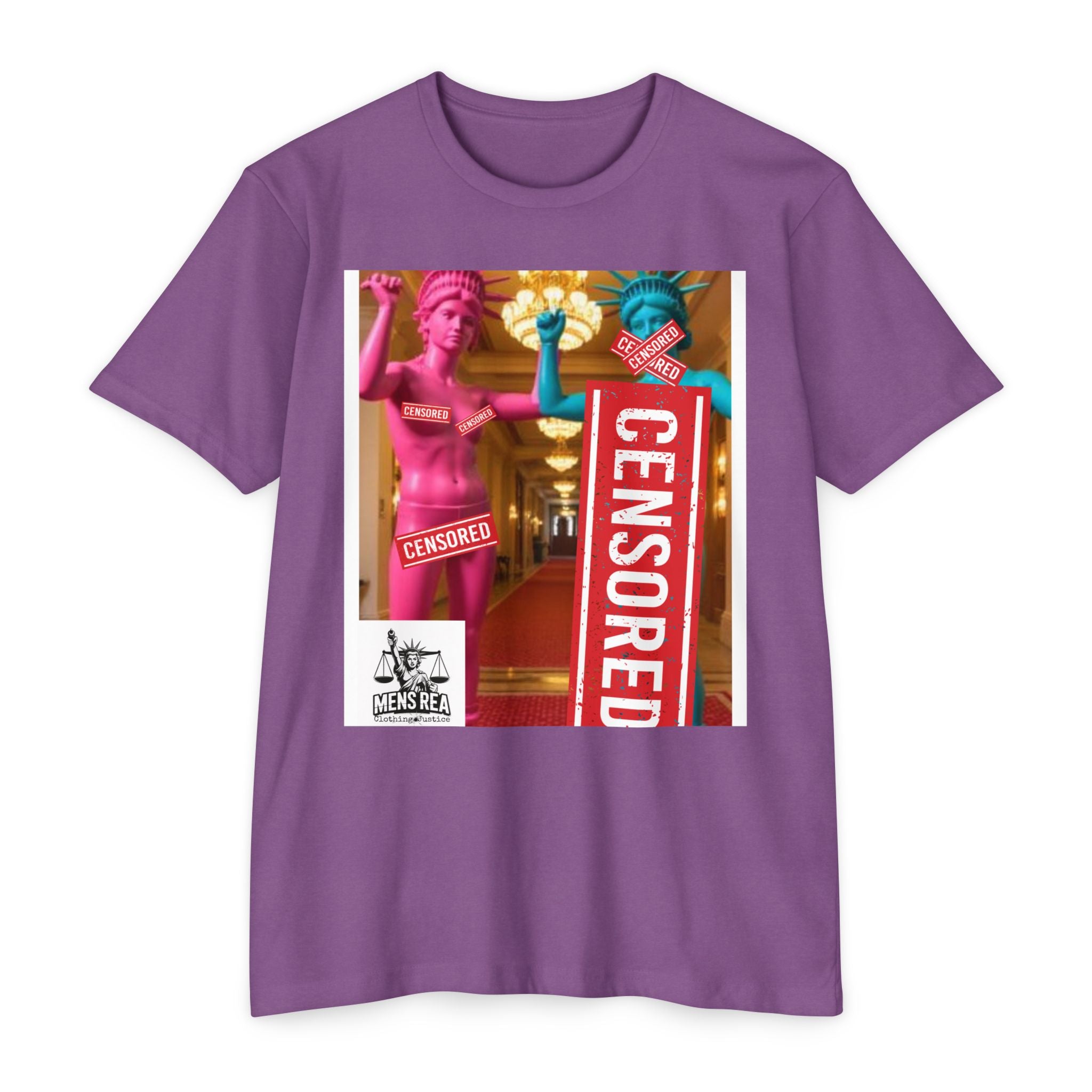 Clothing Justice 'Censored' Graphic T-Shirt — Bold Pop-Art Statue Design