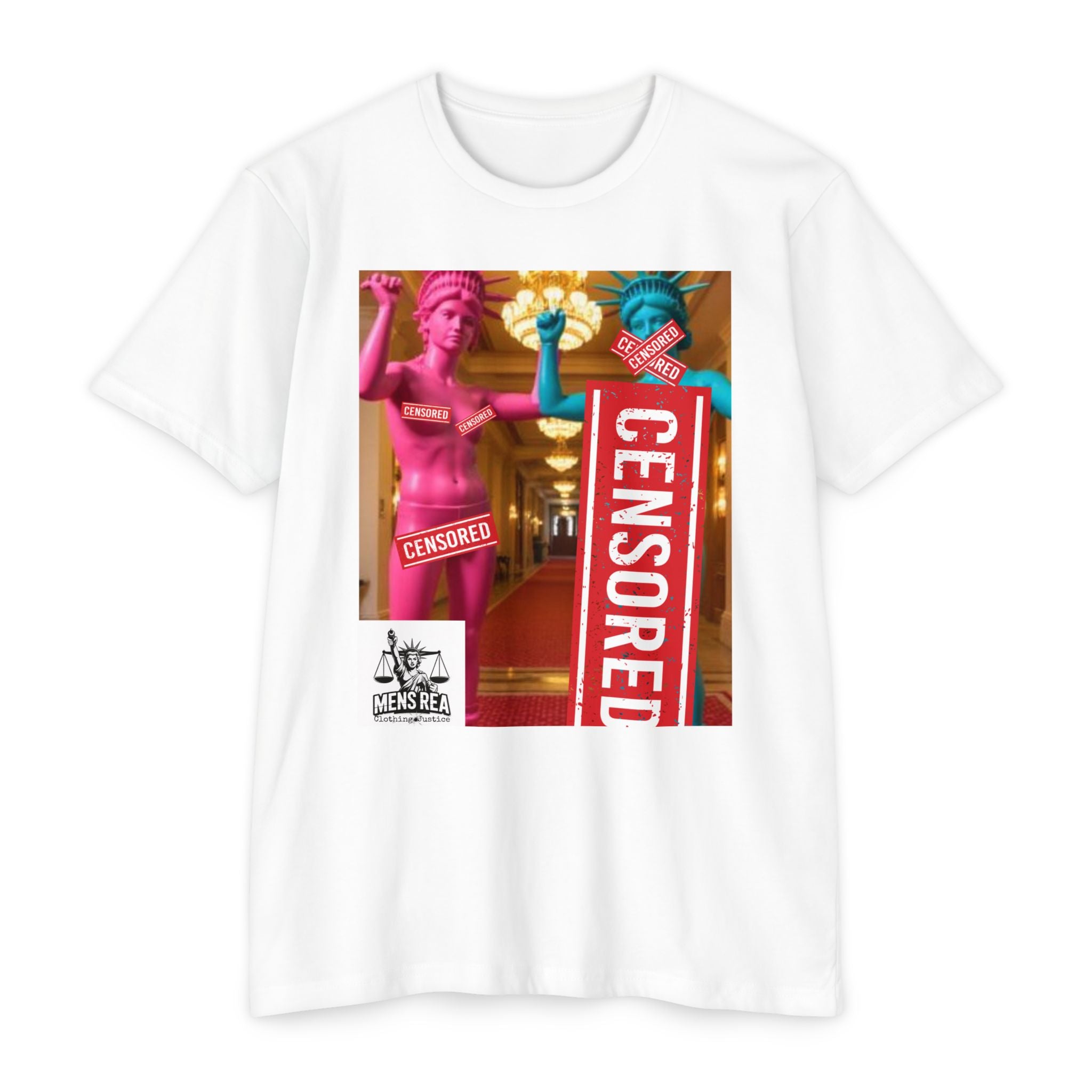 Clothing Justice 'Censored' Graphic T-Shirt — Bold Pop-Art Statue Design
