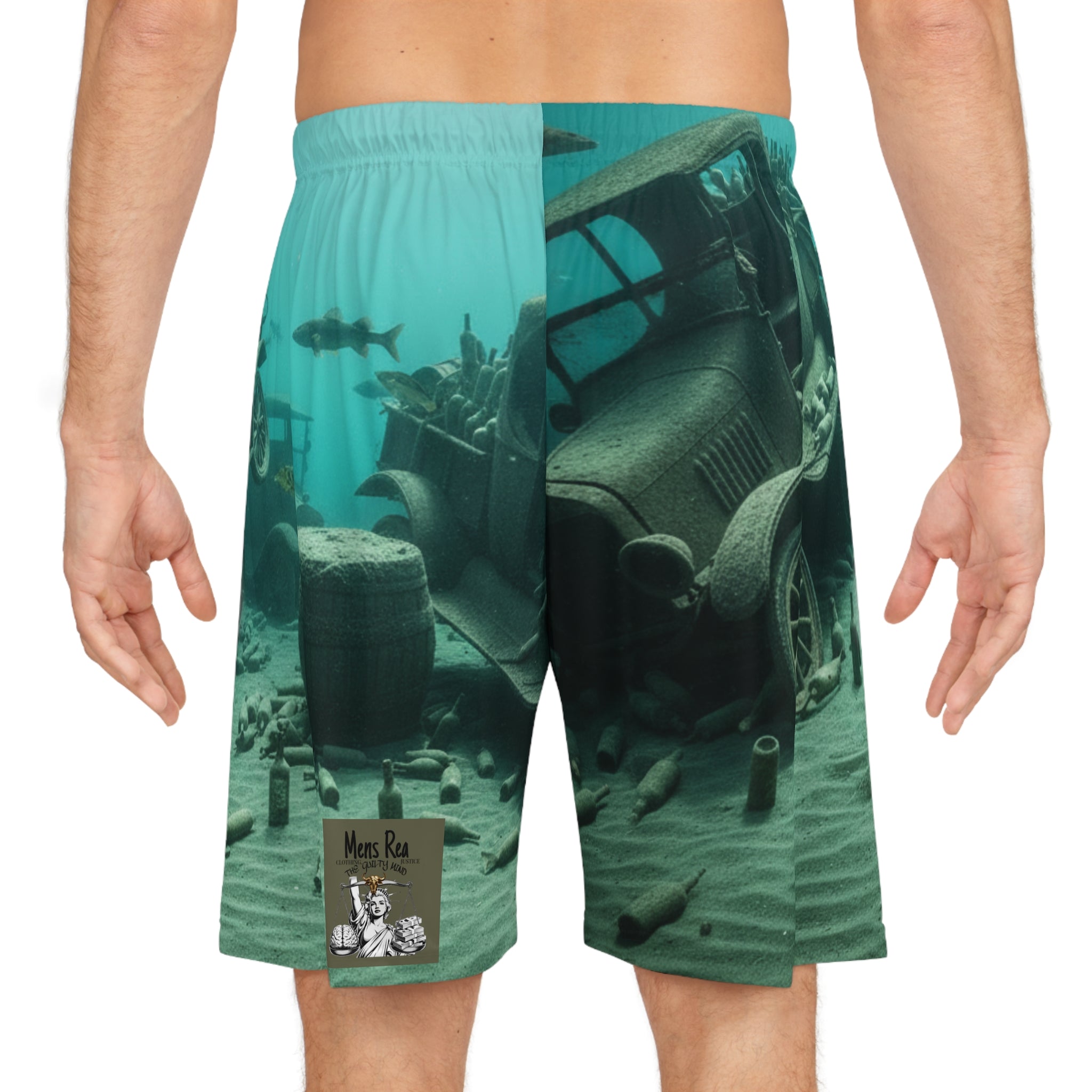 Wreck of Prohibition Basketball Shorts — Sunken Car AOP Athletic Shorts