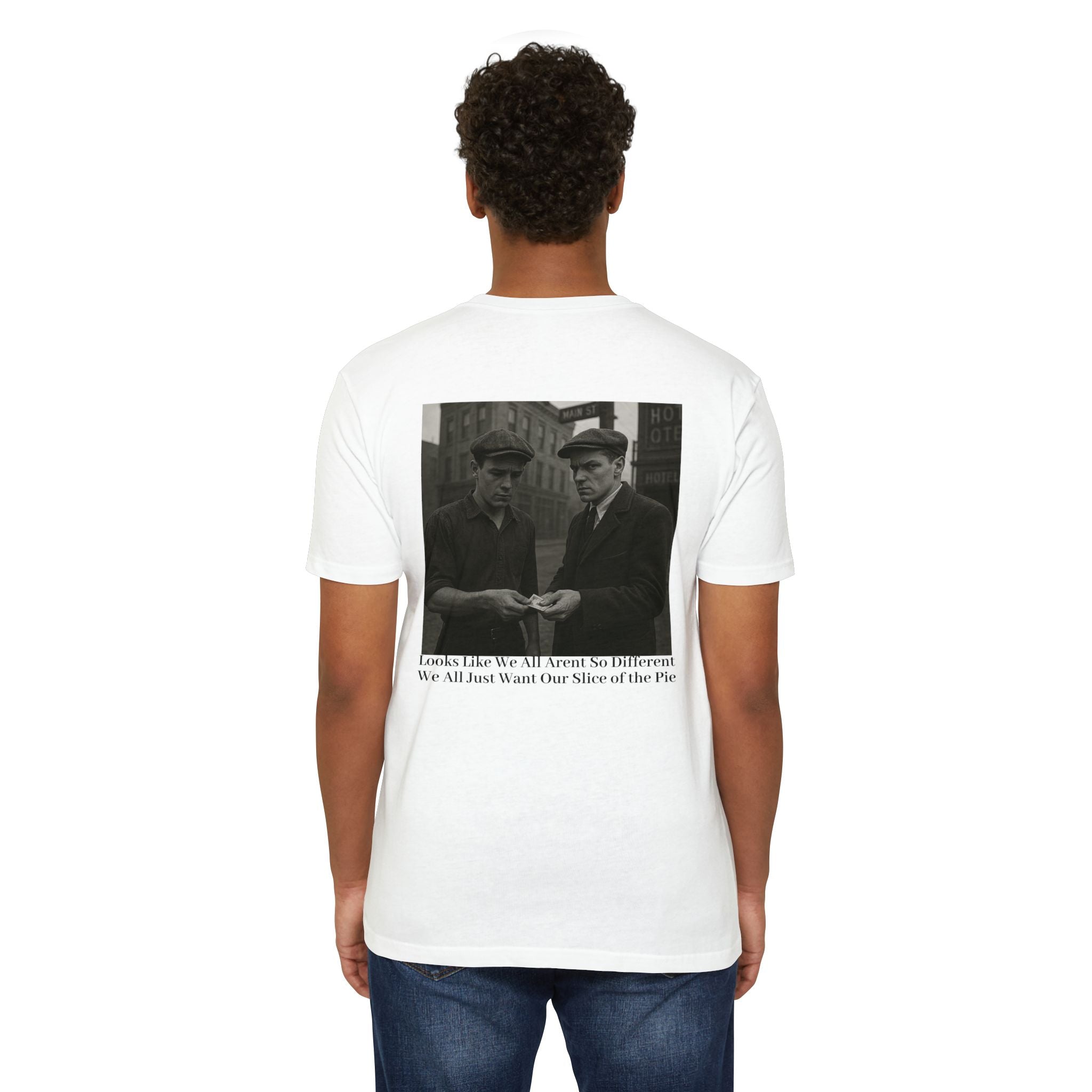 Hustle Buffalo-Graphic T-Shirt — Vintage Photo Back with Icon Collage