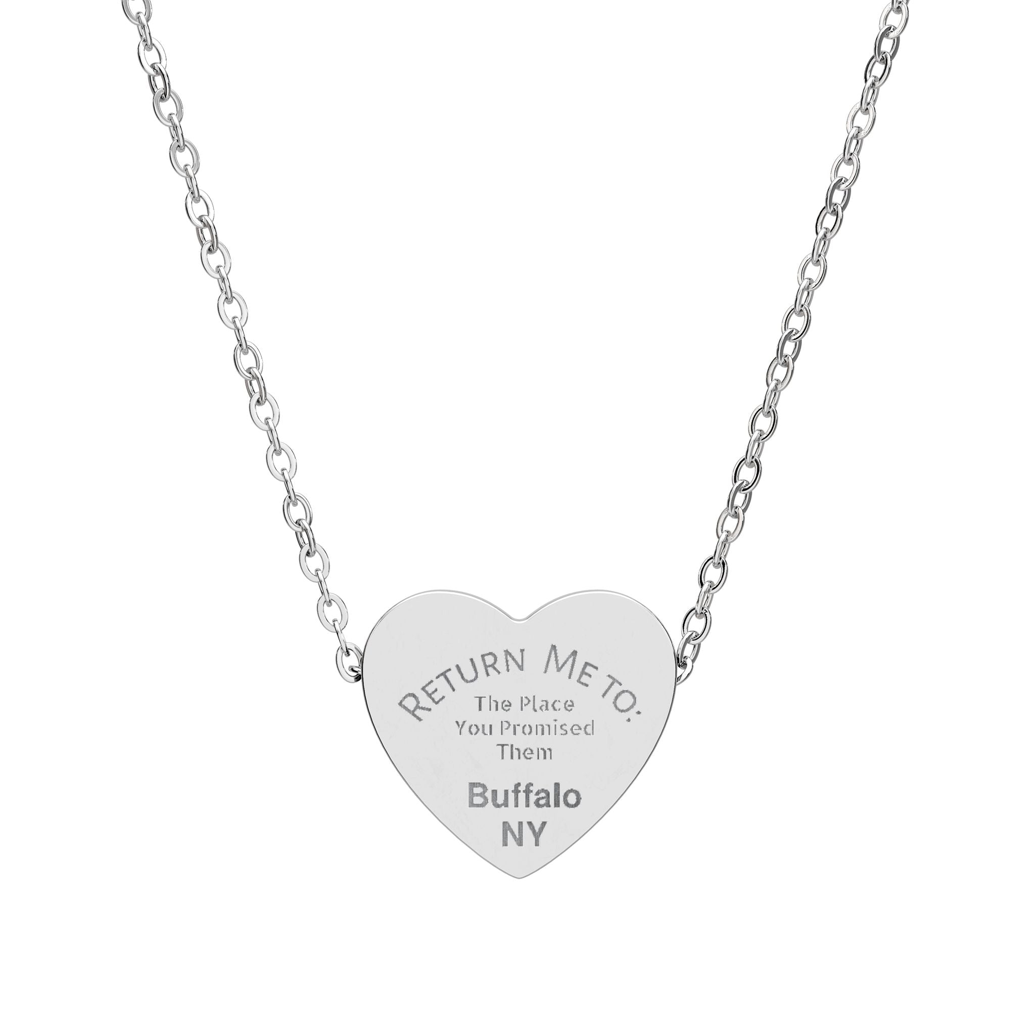 Engraved "Return Me To" Heart Necklace — Personalized ID Pendant