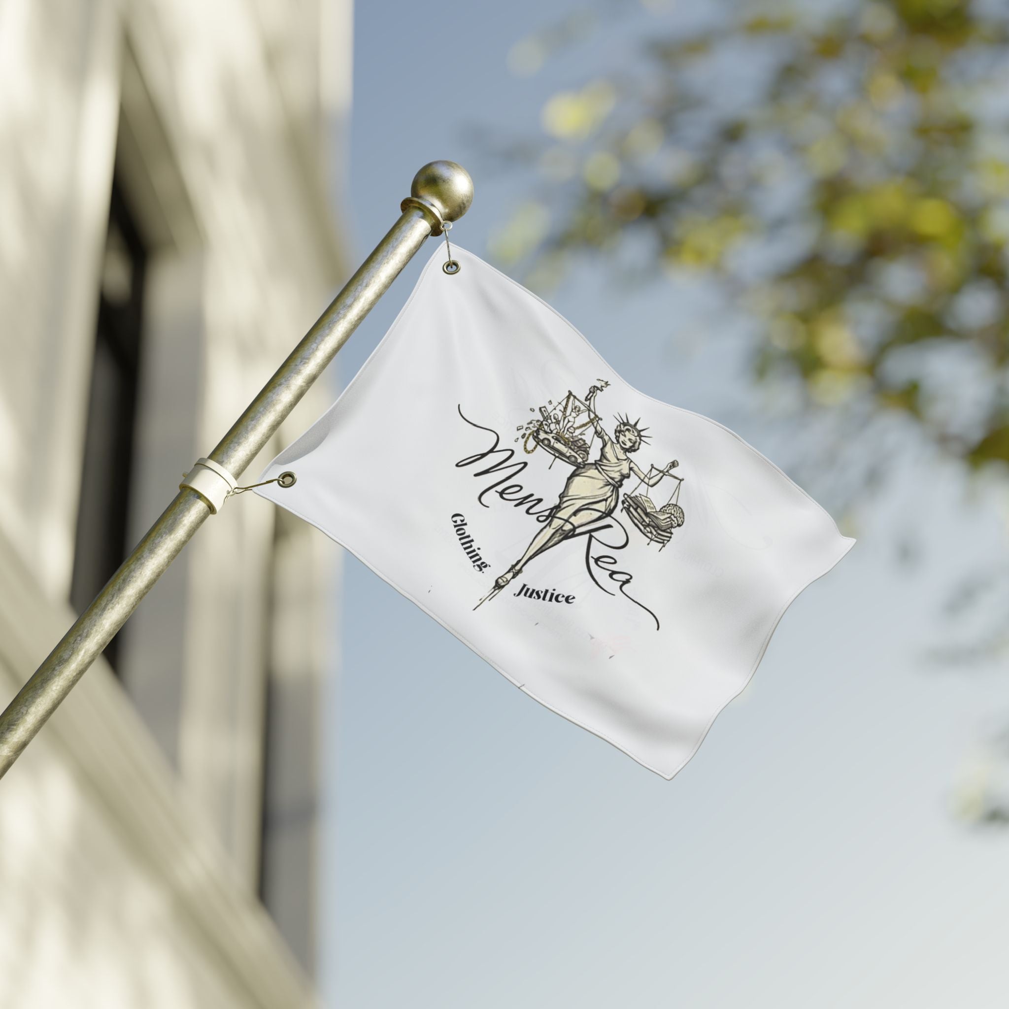 Double-Sided Justice Flag — "Mens Rea" Scales Decorative Banner