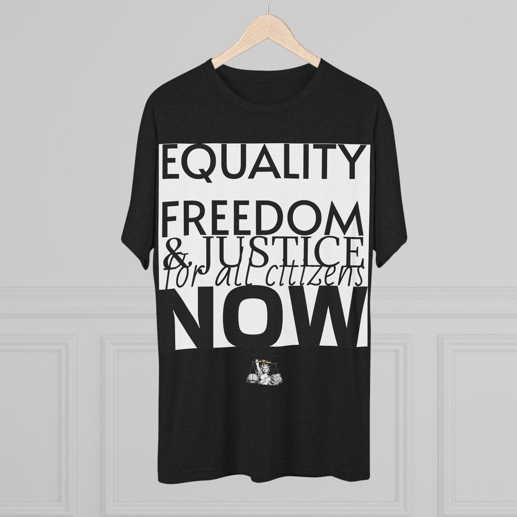 Equality, Freedom & Justice For All NOW — Activist Boxy T-Shirt | Mens Rea
