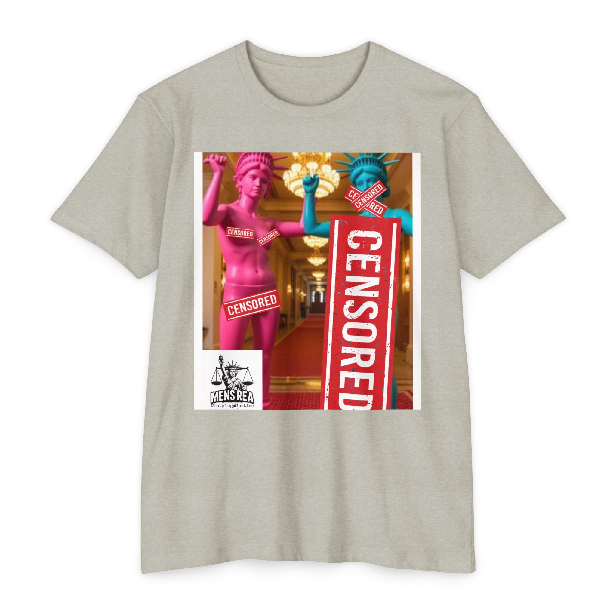 Clothing Justice 'Censored' Graphic T-Shirt — Bold Pop-Art Statue Design