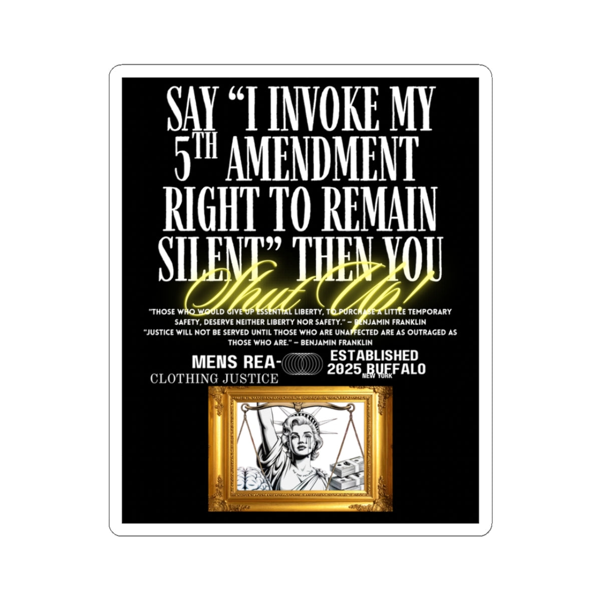 5th Amendment 'Right to Remain Silent' Kiss-Cut Sticker — Legal Rights Laptop Decal