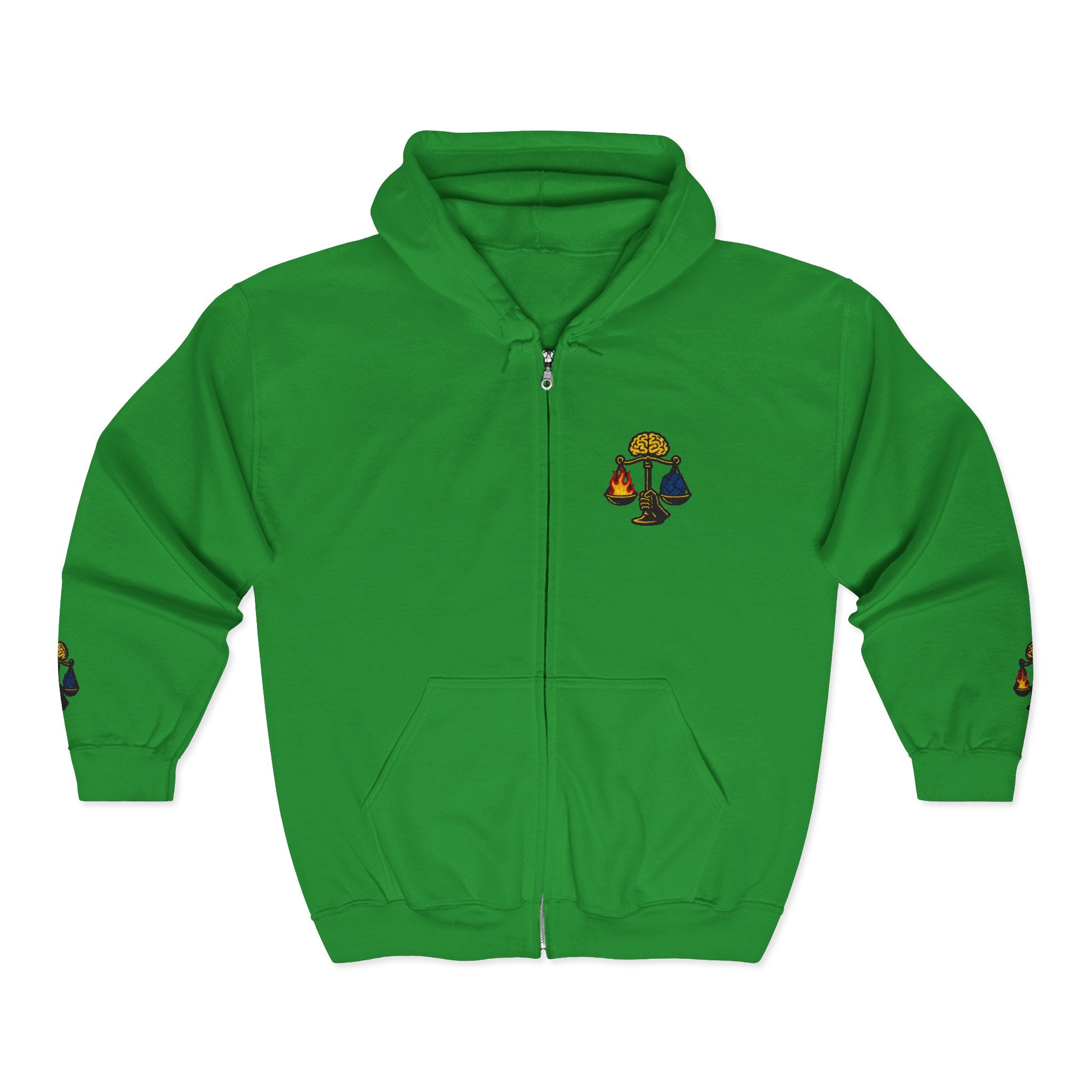 Three Strikes Embroidered Zip Hoodie — Know Your Rights | Mens Rea Clothing Justice