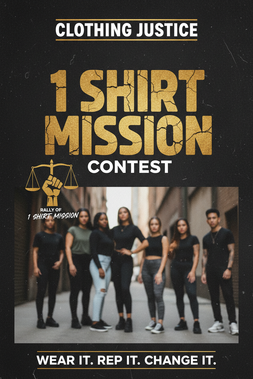 Clothing Justice – 1 Shirt Mission Contest Flyer