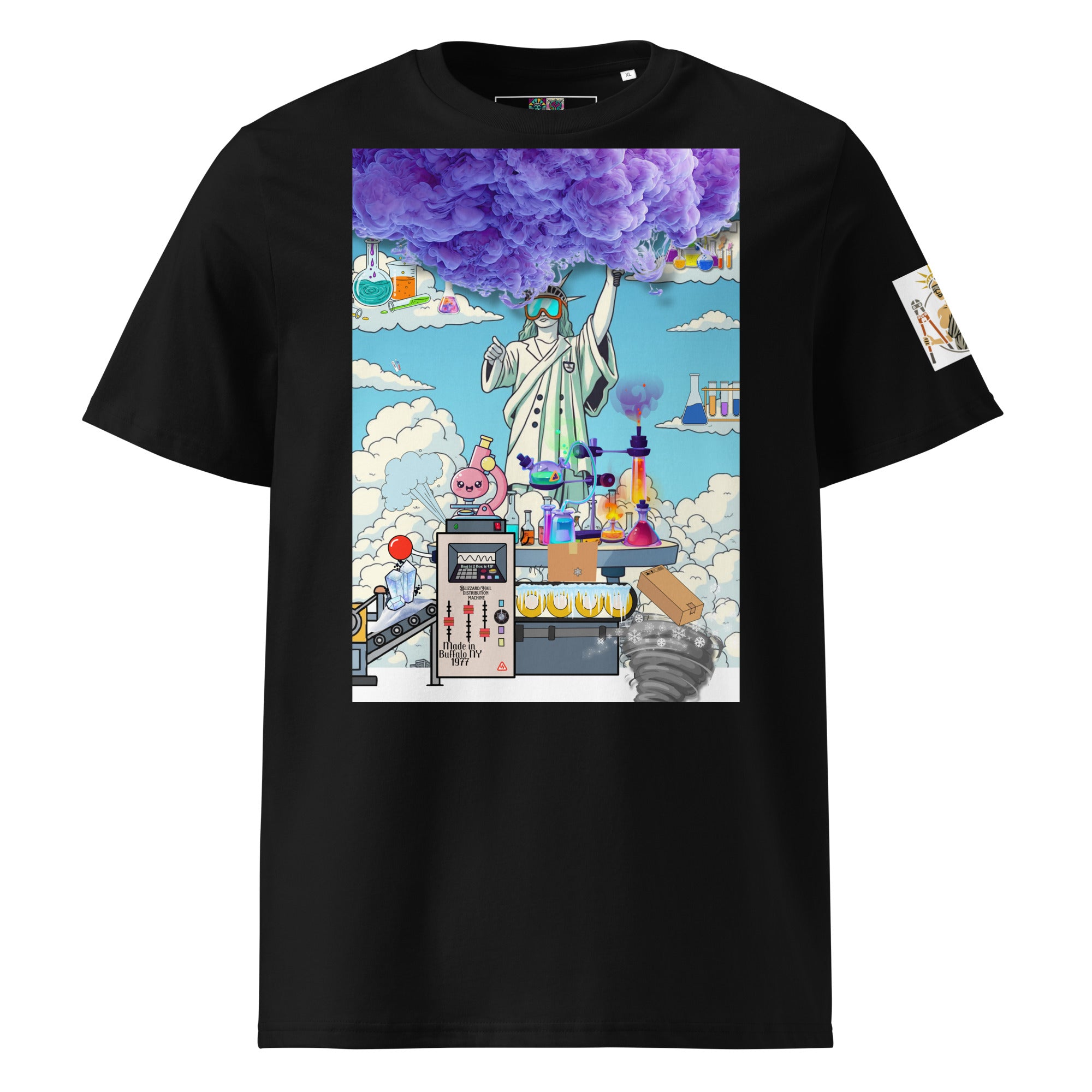 Liberty graphic unisex organic cotton t-shirt front print — justice streetwear | Mens Rea Clothing Justice

